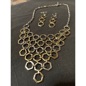 Geometric Necklace Set Golden & Silver Tone